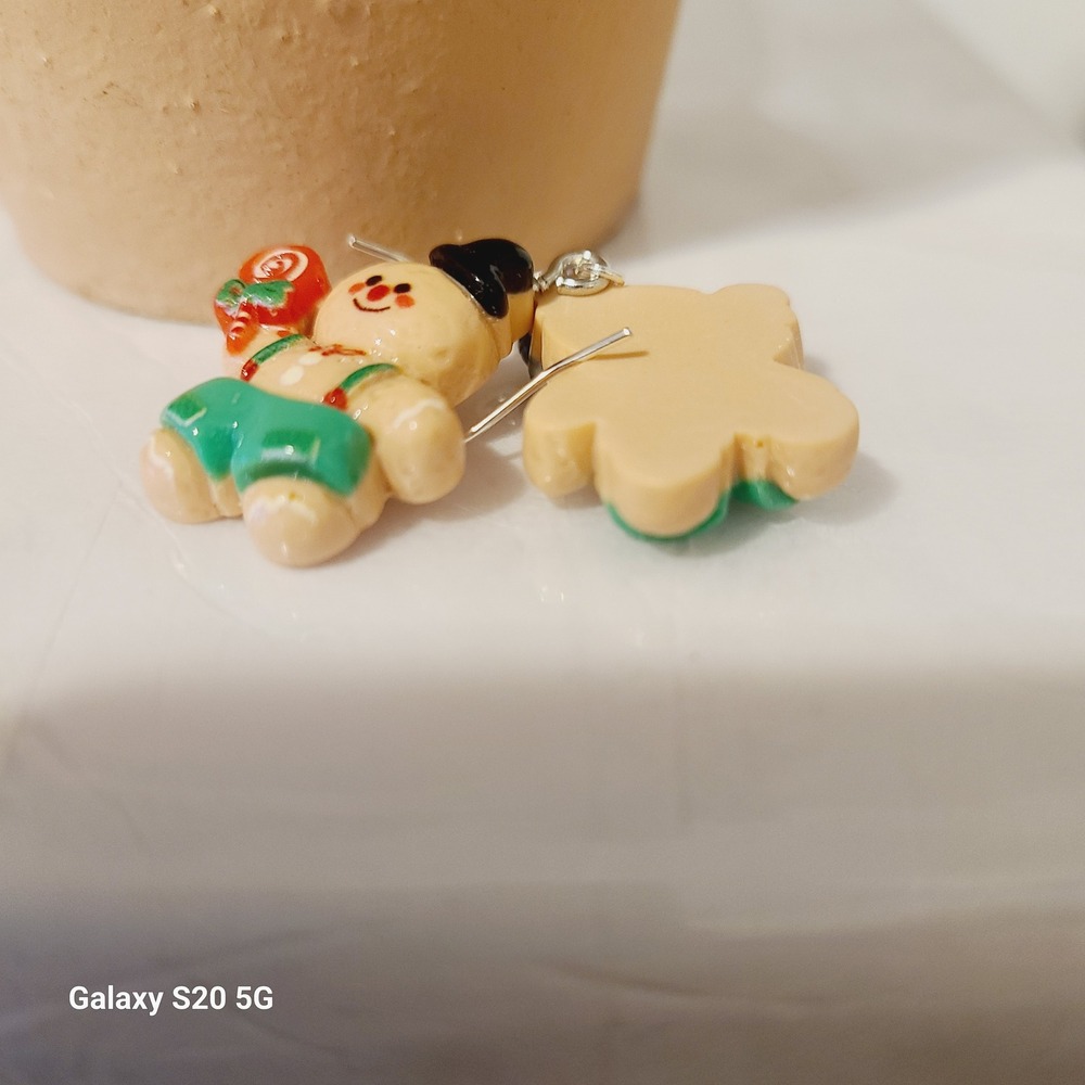 Cute Gingerbread Man Earrings Candy Lollipop Holiday Christmas Festive‎ Jewelry - Picture 3 of 5